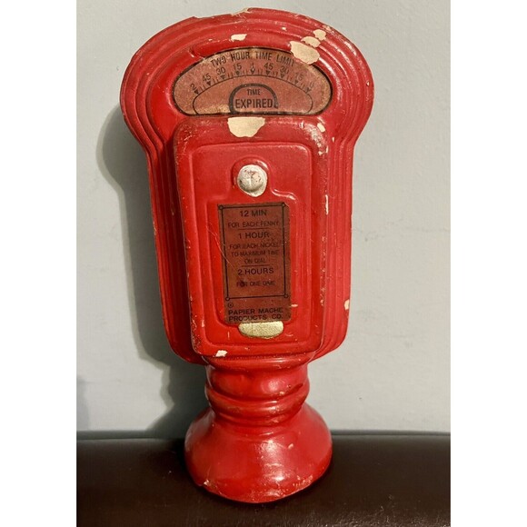 VINTAGE Red Parking Meter Piggy Bank 4in X 7in X 2in VERY RARE - Picture 1 of 8